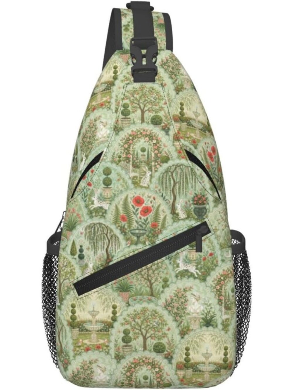 Unisex Garden Board Skeletons Sling Backpack Chest Hiking Travel Crossbody Bag